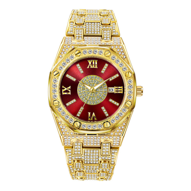 Huaqiangbei diamantinlagd hiphop för män helhimmelstjärna Giant Flash Gold Calendar Quartz Watch_voghion.com