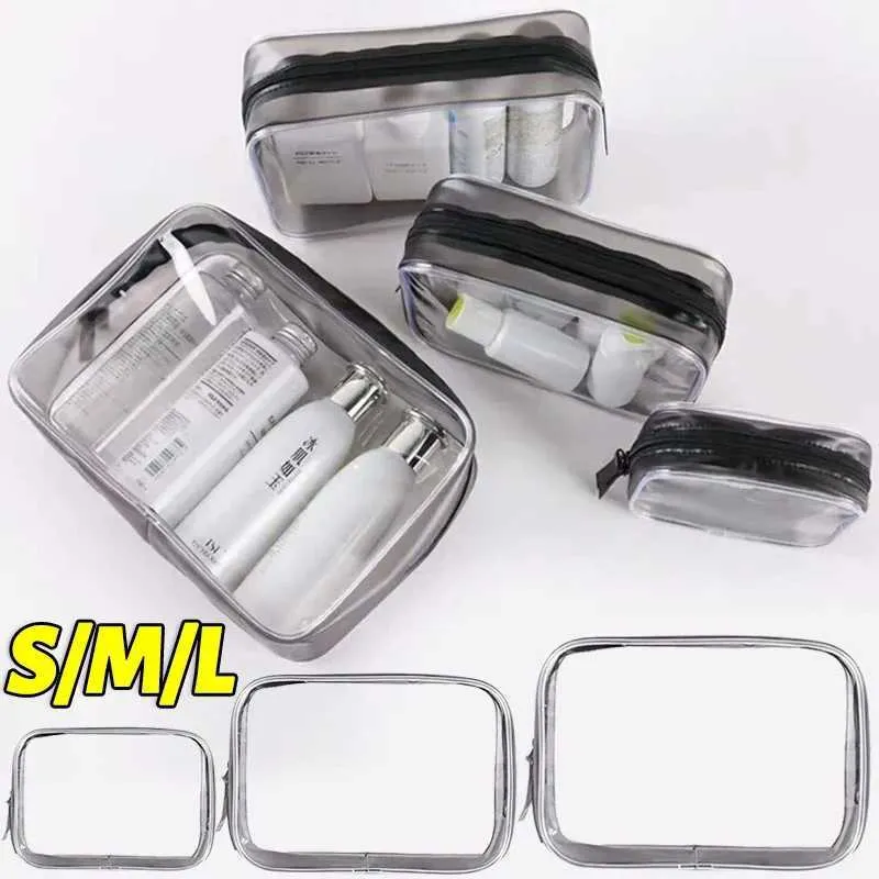 Geantă de depozitare transparentă impermeabilă din PVC, mică, transparentă, pentru machiaj, portabilă, pentru călătorie, pentru curățarea toaletei, Y241023_voghion.com