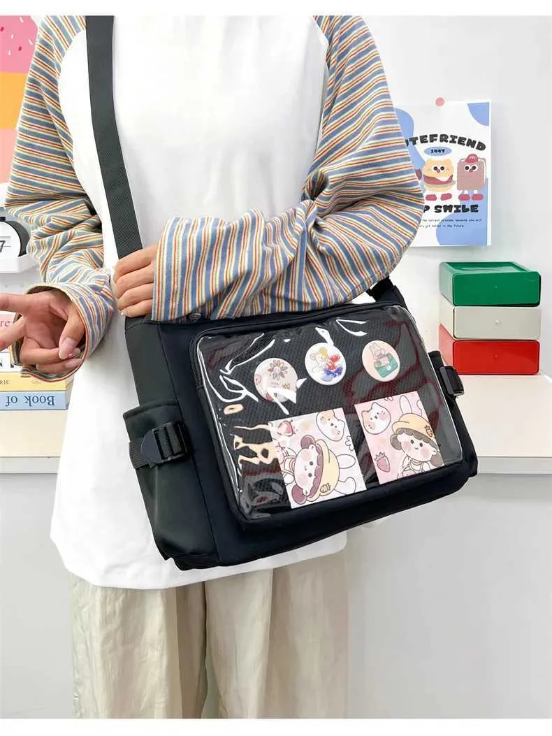 Stile preppy Candy Color Carino Spalla Anime Expo Trasparente Badge Display Messenger Bag Donne Bambola Itabag Crossbody_voghion.com