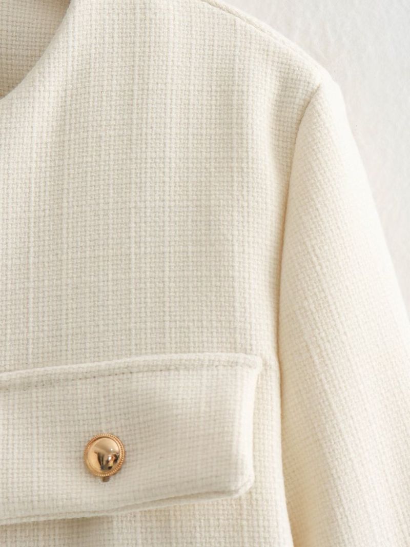 Damenbekleidung Mode Knopf Dekoration kurze Anzugjacke_voghion.com