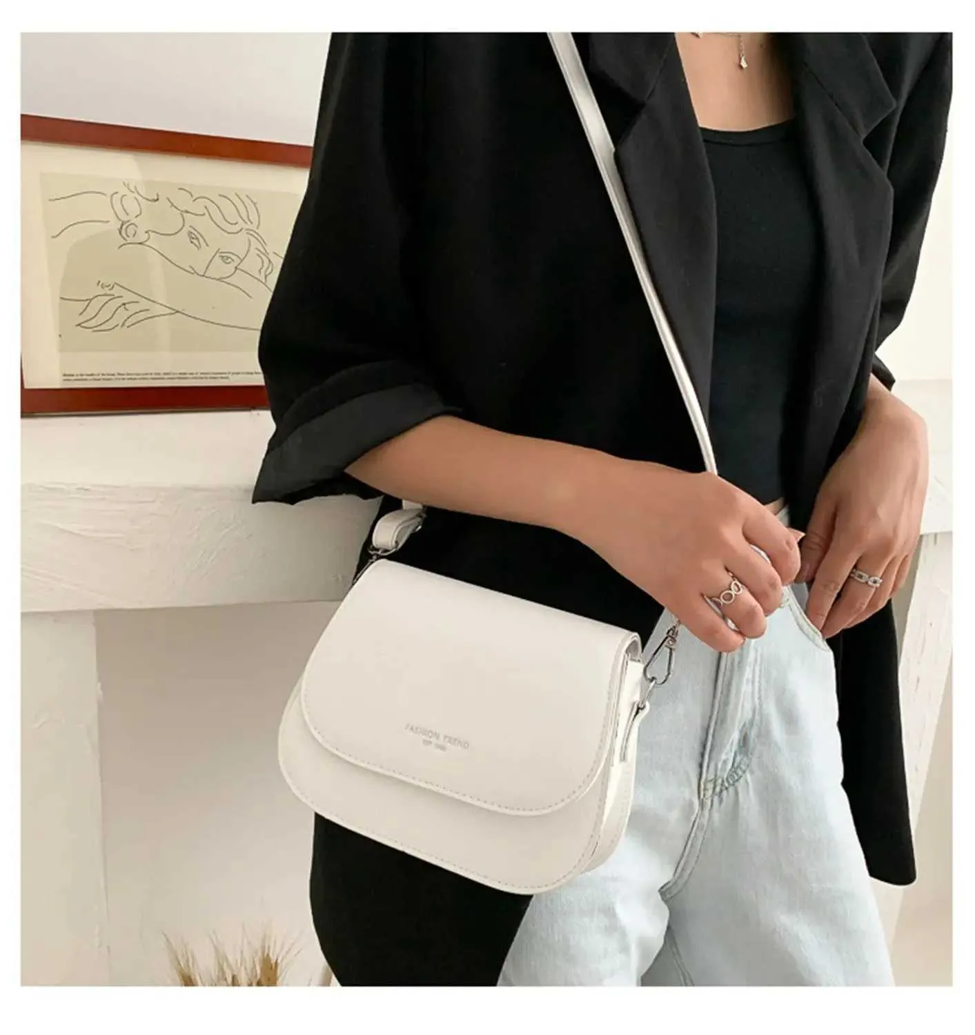 Einfache Trend Umhängetaschen für Frauen Solide Wild Flap Schultertasche Lady Designer Kleine Damen Handtaschen und Geldbörsen Neu_voghion.com