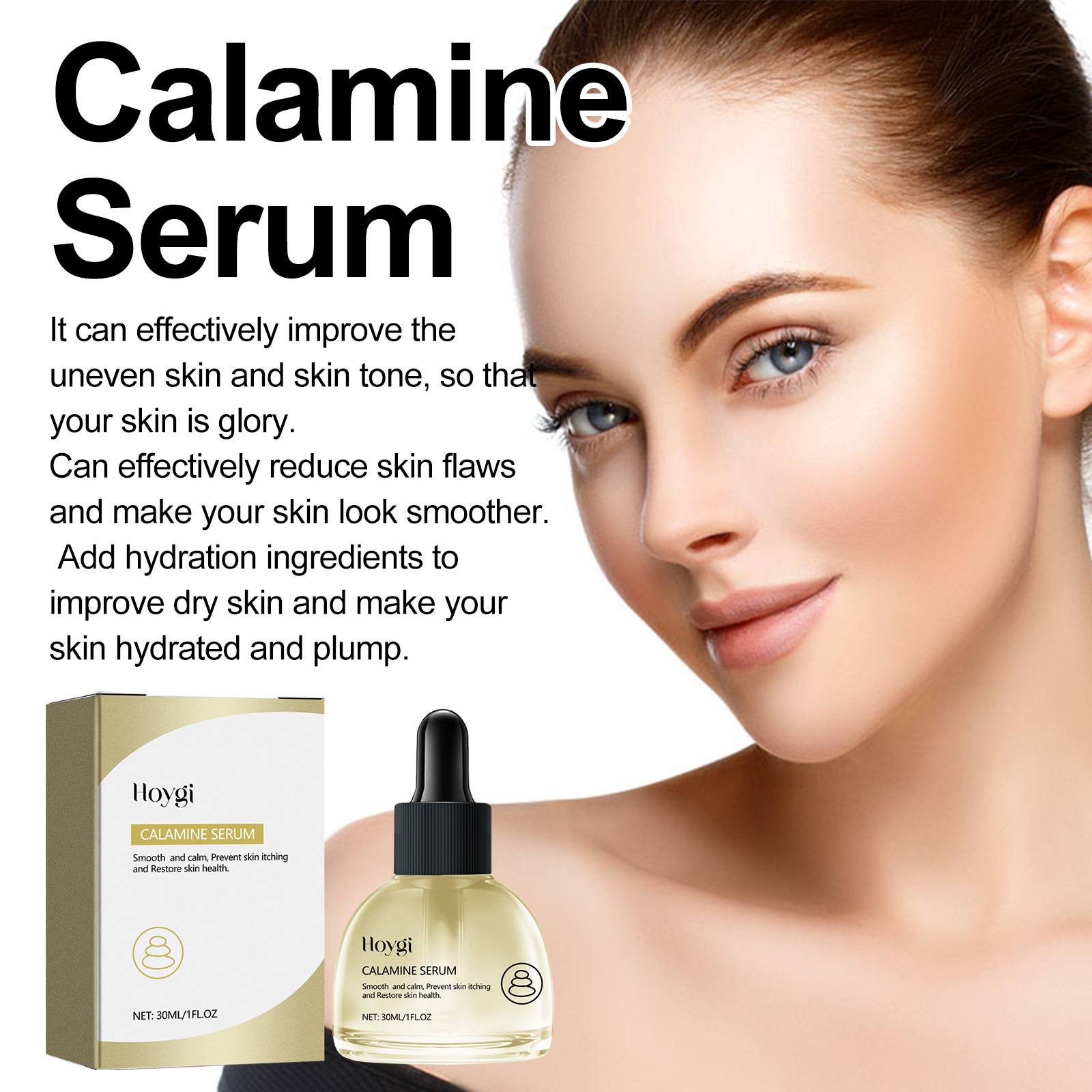 Esența facială de calamină Hoygi îmbunătățește uscăciunea, aspectul tern al pielii, acneea, hidratează și conferă volum pielii._voghion.com