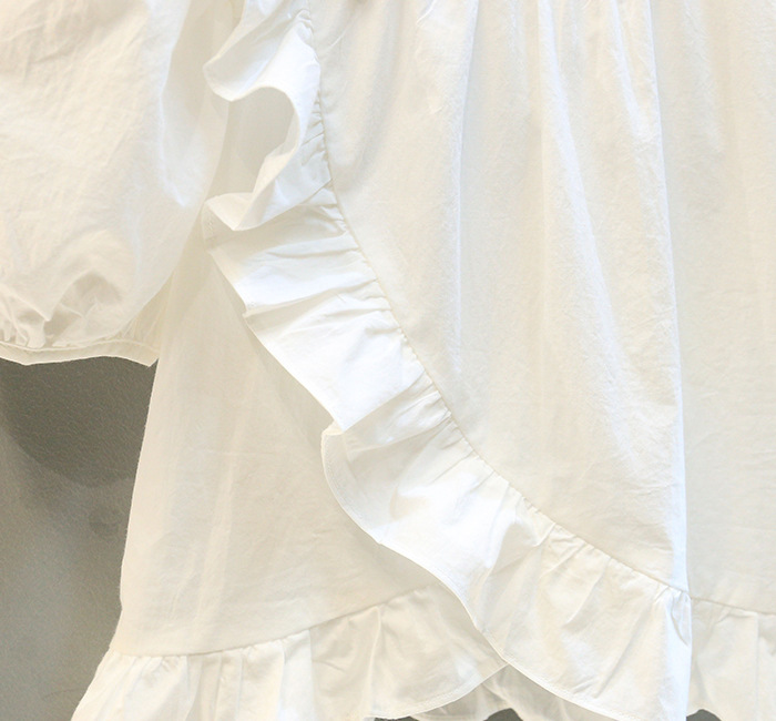 Mamma e bambini estate nuova ragazza vestito camicia con maniche a sbuffo più pantaloncini di jeans in pizzo abito a due pezzi_voghion.com