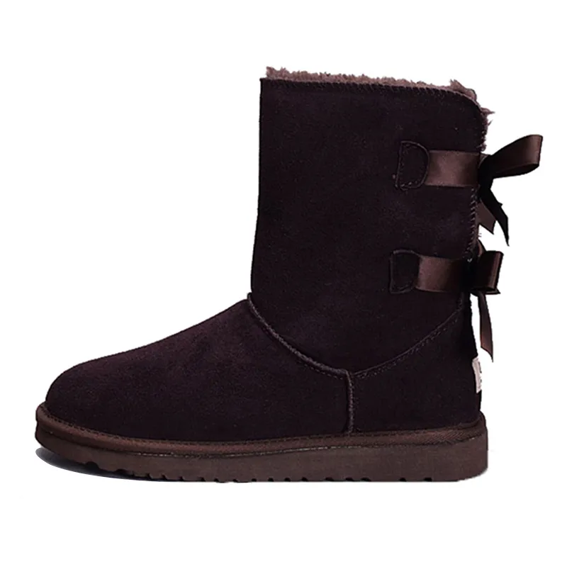 Boots Australia Designer Womens Girls Ankle Winter Snow Boot Slip-On fur Leather Ladies Booties Bailey Bow Chesut Black_voghion.com