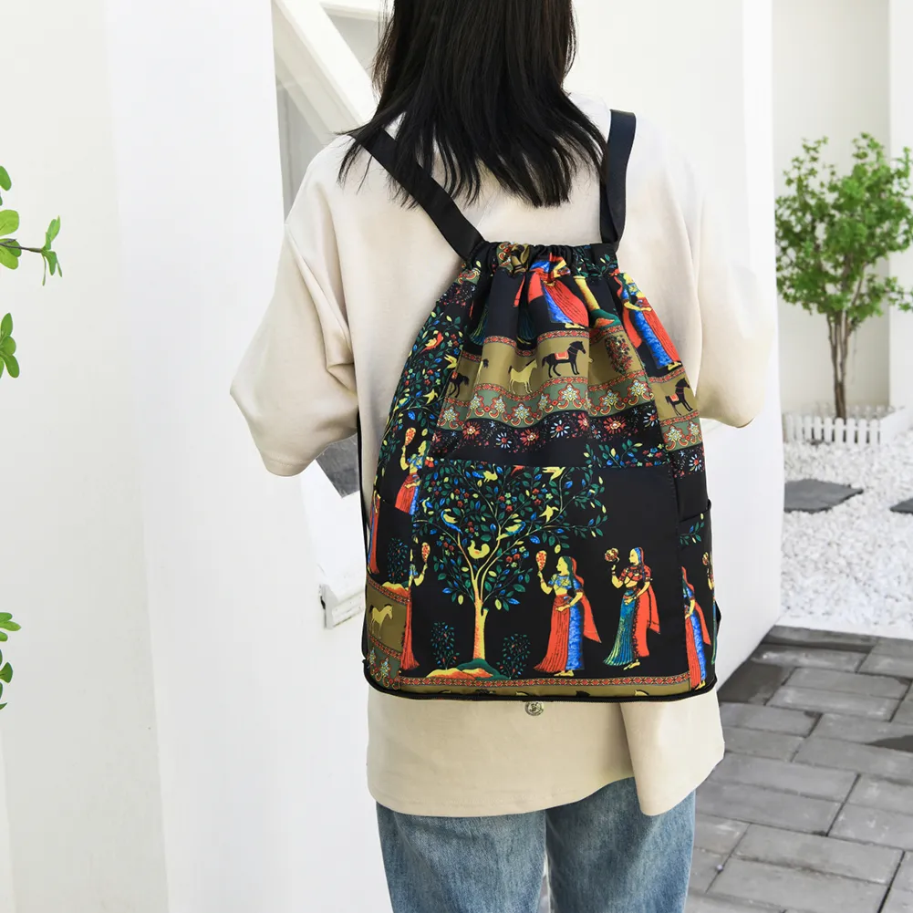 Drawstring Casual Waterproof Unisex Sports Double Shoulder Backpack Gym Dry-wet Separation Schoolbag Laptop Bookbag_voghion.com