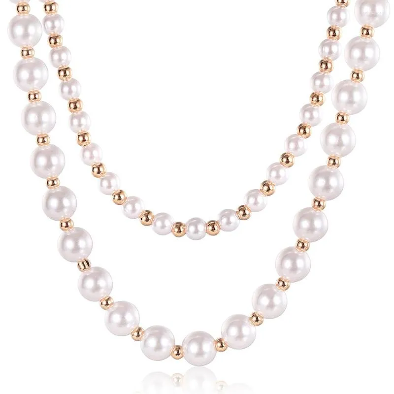 Elegante Imitationsperlenkette Mit Roségoldkette Für Damen_voghion.com