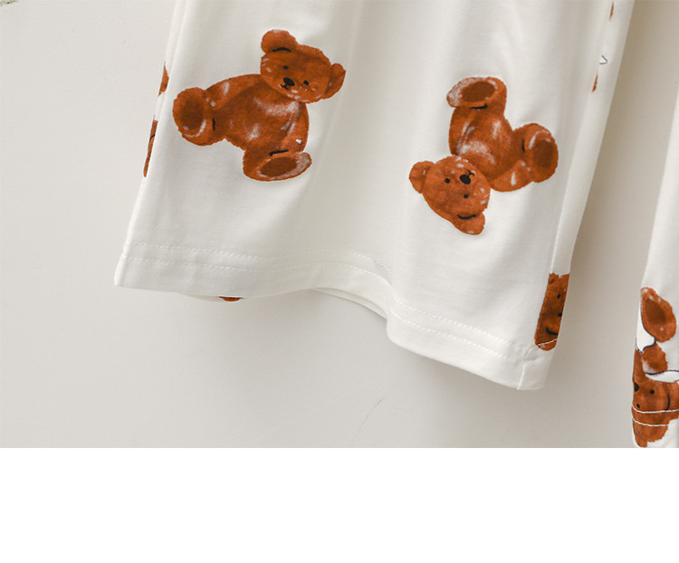 Vêtements pour femmes pyjama modal pour femmes en été mince ours de dessin animé confortable doux col rond pantalon à manches courtes vêtements de maison_voghion.com
