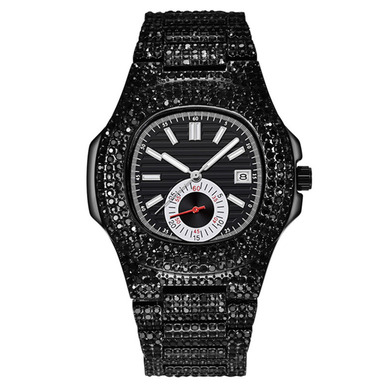 Hip Hop Set Huaqiangbei Brand Diamond Personalized Water Ghost Full Sky Star Calendar Quartz Watch Men's Edition_voghion.com