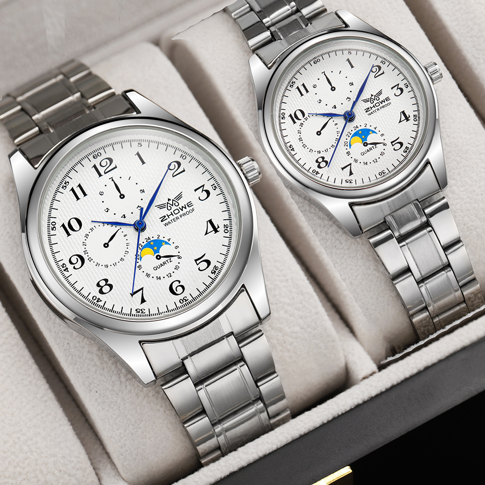 Dreiäugiges Paarpaar, personalisiertes Temperament, blaue Nadel mit einfacher Business-Herrenuhr, OL-Damenuhr_voghion.com