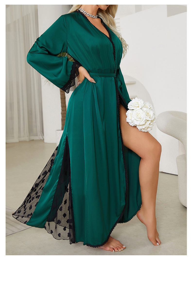 Pijamale sexy pentru femei, pijamale din plasă, din mătase gheață, lungi, pentru noapte, halat de noapte exterior_voghion.com