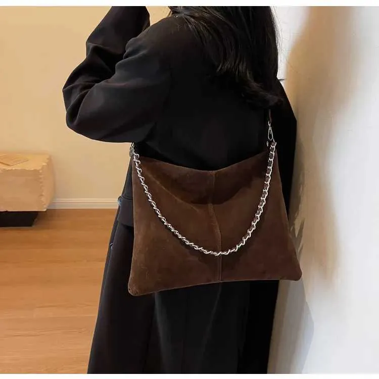 Stylish Women's Suede Shoulder Bag Large Capacity Leather Handbag_voghion.com