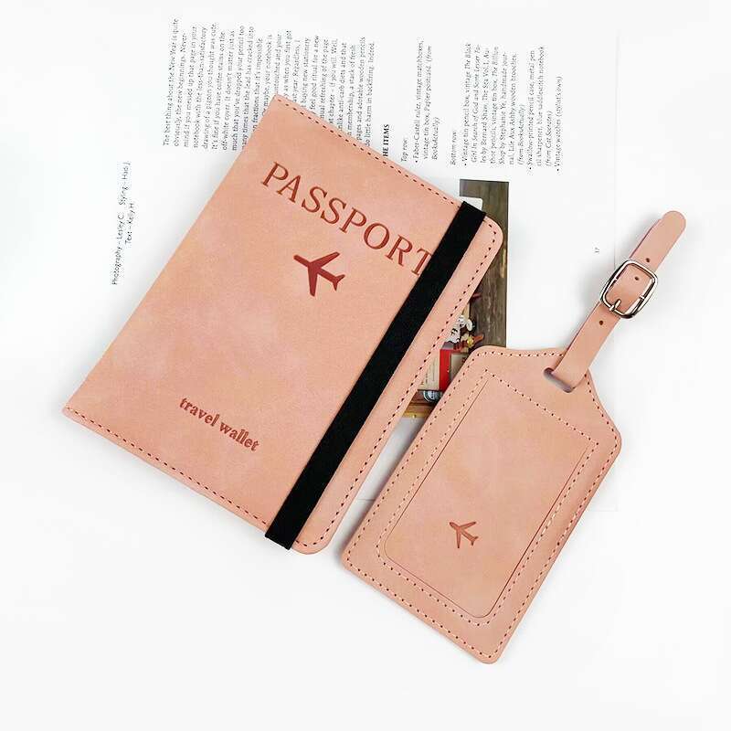 Leder Handheld Mehrfarbig Mit Ärmel Gepäckanhänger Set Multifunktionale Reisepasshülle_voghion.com
