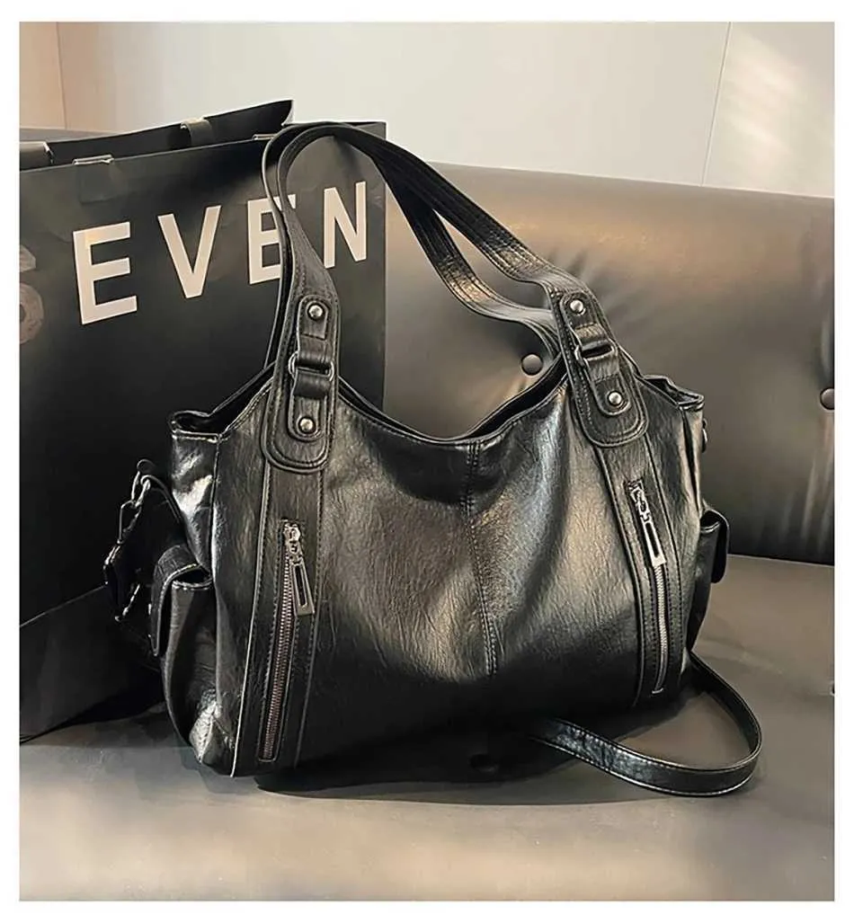 Women's Large Shoulder Bag Two Layer Soft Leather Retro Handbag_voghion.com