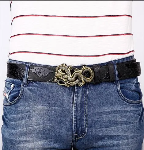 Naujo stiliaus, aukštos kokybės, firminio dizainerio diržai su vario drakono sagtimi vyrams ir moterims, juosmens diržas su natūralia oda_voghion.com