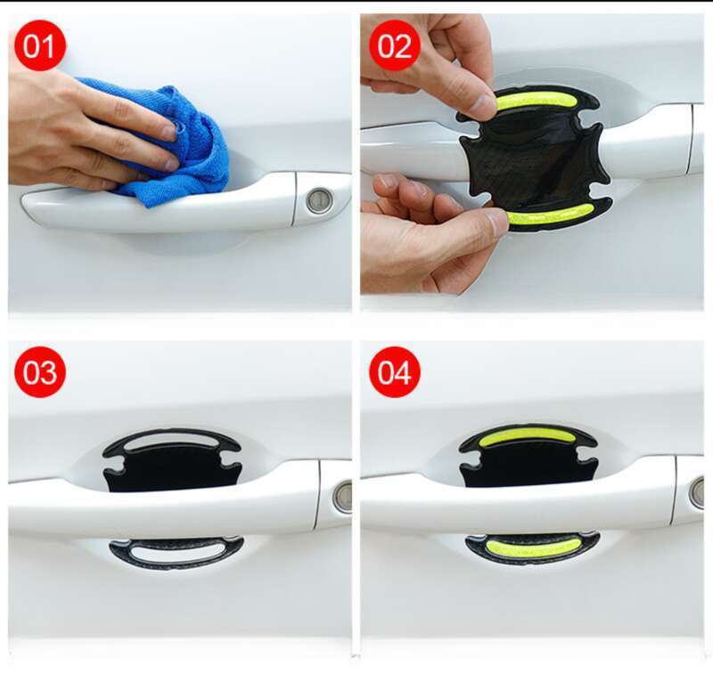 Car Anti-collision Strip, Door Bowl Handle Protection Paint Scratch, Carbon Fiber Grain Reflective Car Sticker, Adhesive_voghion.com