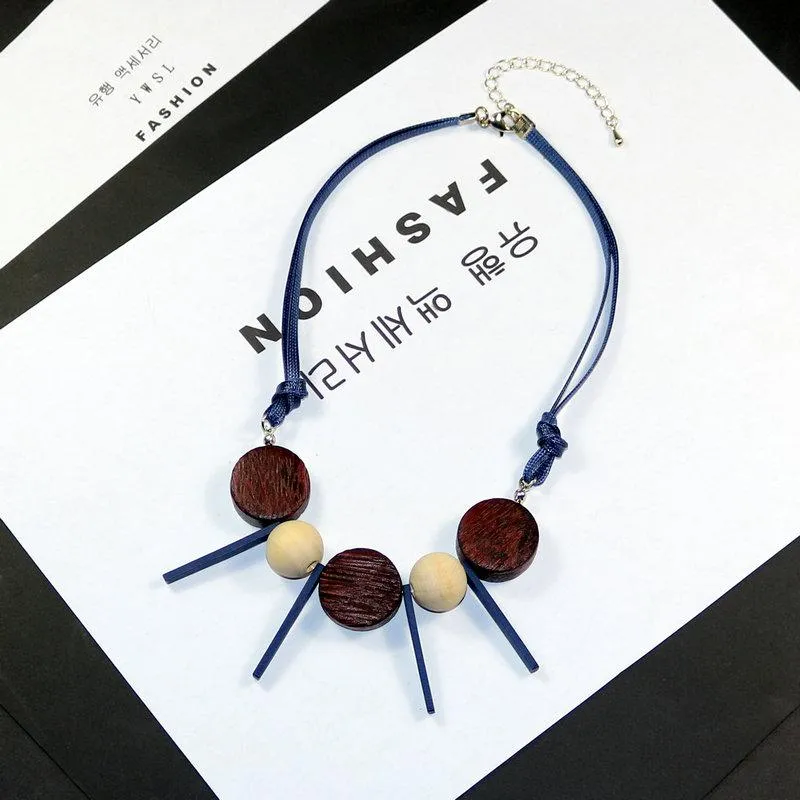Kulonu kaklarotas Vintage apļa koka stieņa sievietēm apaļas, masīvas koka pērlītes, Drop Store rotaslietu virves ķēde Boho Bling_voghion.com