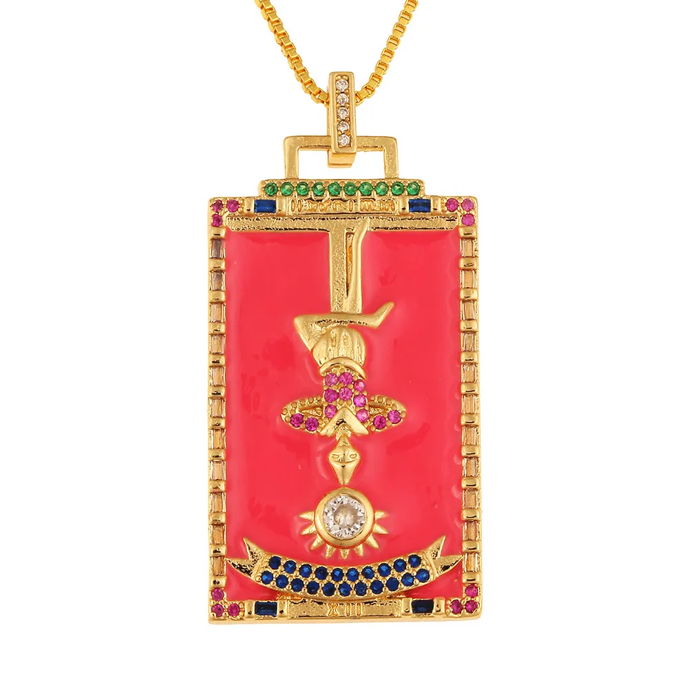 Collana con ciondolo carta dei tarocchi stile hip hop_voghion.com