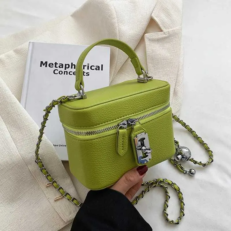 Süße Mini Pu Umhängetasche Solide Flap Box Kette Schulter für Frauen Casual Fashion Lady Commute Lock Messenger Bags_voghion.com