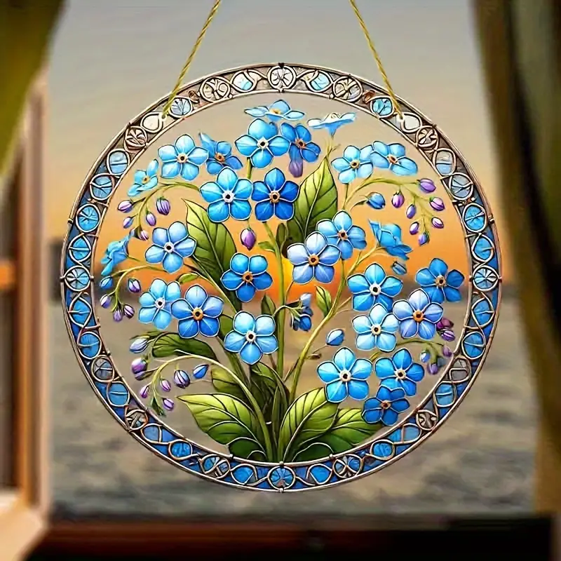 Acchiappasole Glam Forget-Me-Not 8x8 pollici - Decorazione da parete in vetro acrilico per camera da letto e soggiorno - Elegante regalo di inaugurazione della casa_voghion.com