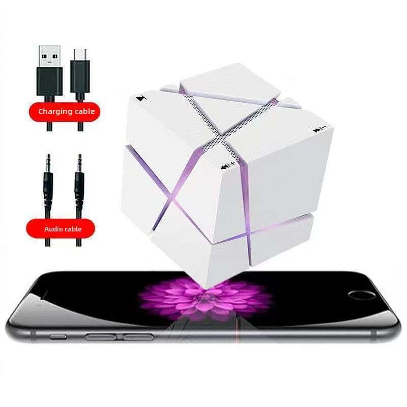 Magic Cube Bluetooth skaļrunis basa lielgabals Mini pārnēsājams krāsains gaismas bezvadu kartes ievietošana maza audio radoša_voghion.com
