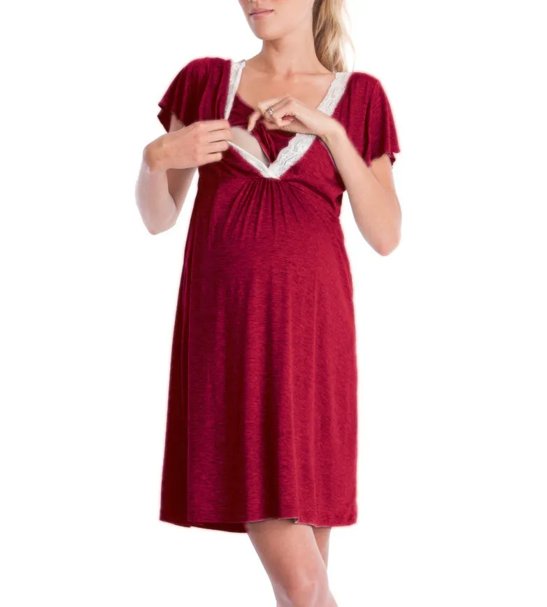 Pregnancy Nursing Clothes Women Lactation Maternity Dresses Clothing for Breastfeeding Pregnant Summer Dress_voghion.com