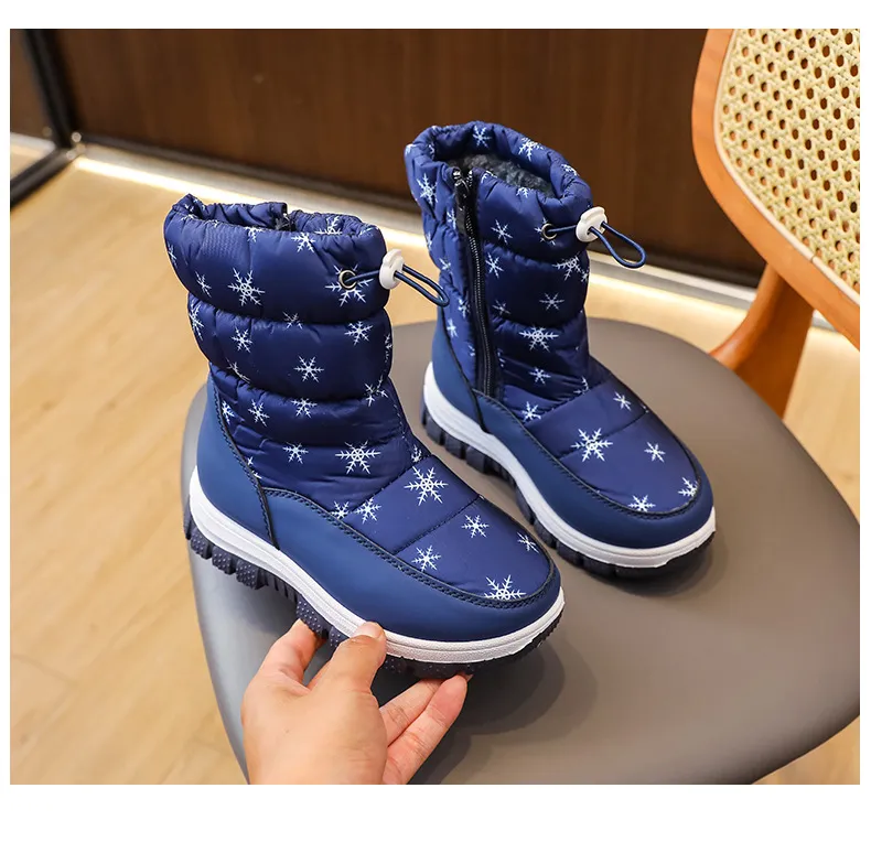 Kid Winter Warm Fur Snow Children Black Furry Girls Boys Non-slip Waterproof Kids Footwear Child Boots Toddler Baby_desvips.com