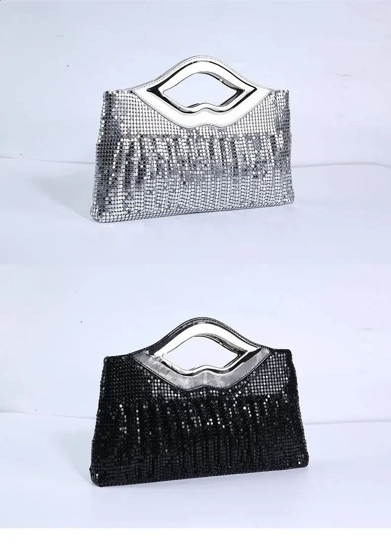 Womens Purse And Handbag Black Gold Sier Evening Sequin Shoulder Bag Female Wedding Clutch 240820_voghion.com