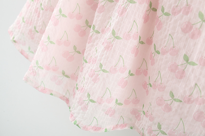 New Girls' Summer Dress Halter Pompadour Skirt Bow Cherry Cherry Lady Style Princess Dress Birthday Party Sleeveless Dress (Girls 0-3 Years Old)_voghion.com