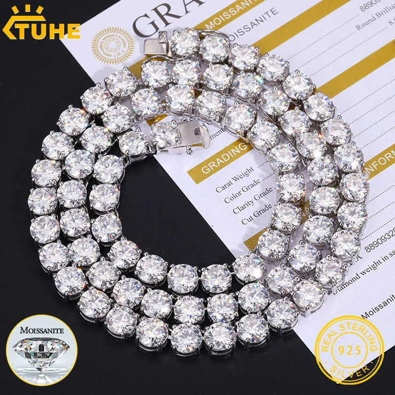 Ciondolo da 8 mm a 10 mm con moissanite VVS1 di alta qualità, collana da uomo e da donna in argento sterling, supera i test del diametro._voghion.com