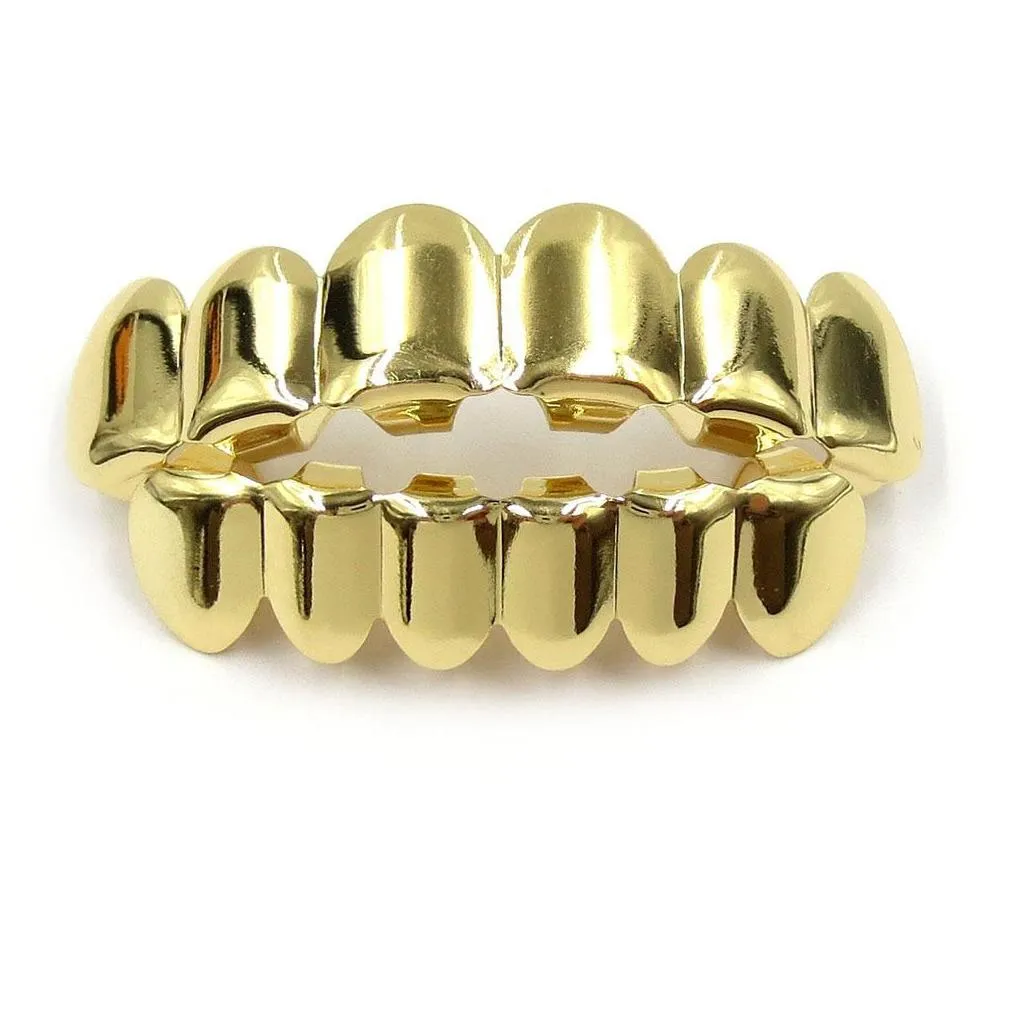 Grillz, Hip Hop Dental Zähne Grillz Männer Frauen Gold Grills Set Modeschmuck Hohe Qualität Acht 8 Top Zahn Sechs 6 Bott_voghion.com