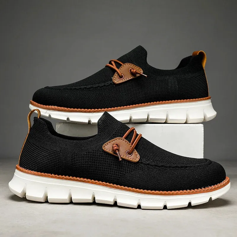 Baskets plates et légères en maille respirante pour homme, chaussures de marche et de conduite, collection printemps-automne 250228_voghion.com