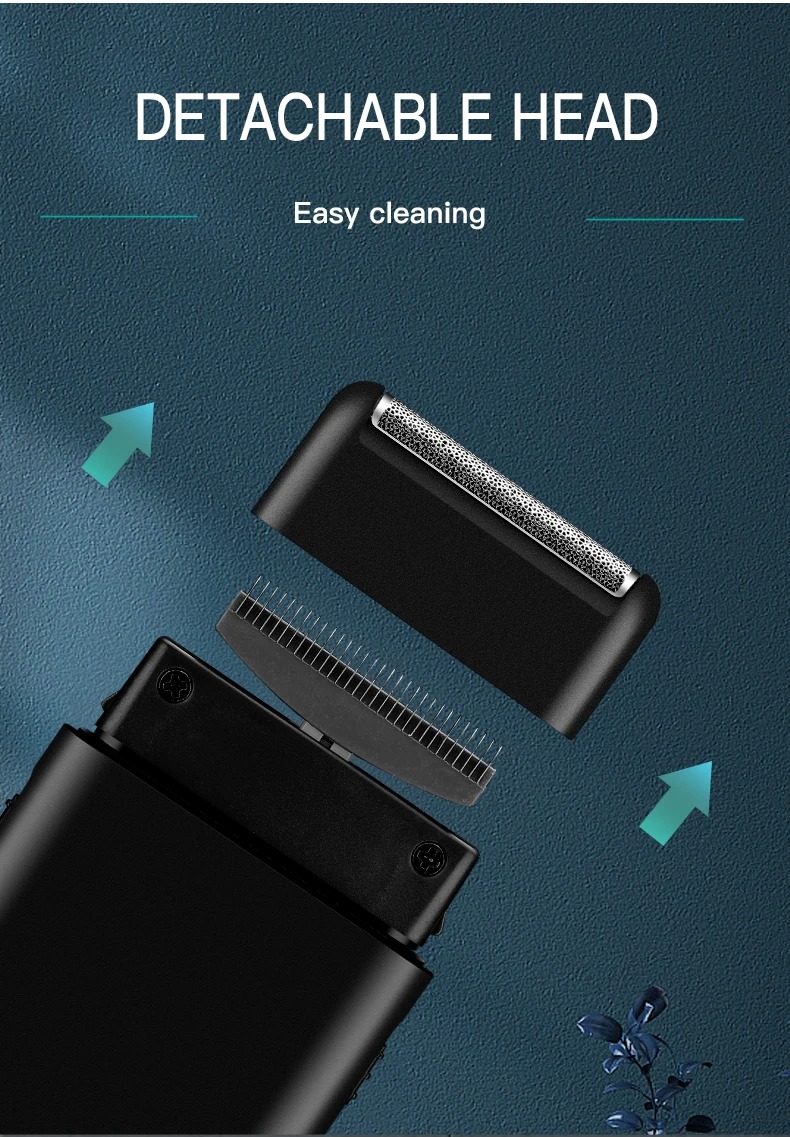 VGR Electric Shaver Professional Beard Trimmer Razor Portable Mini Shaver Reciprocating Shaving 2 Blade USB Charge for Men V-390_voghion.com