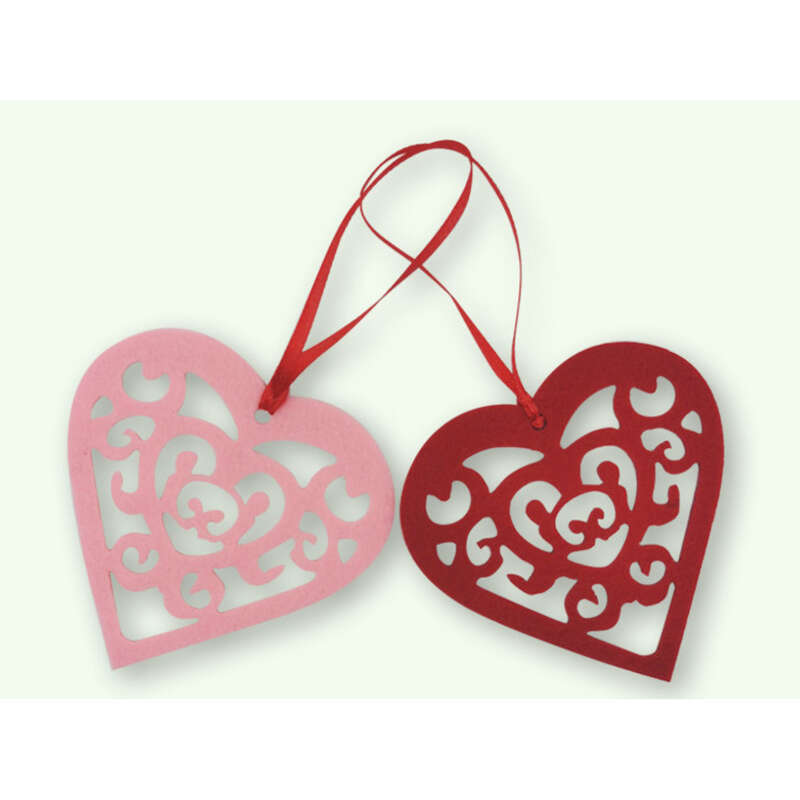 Lot de 30 pendentifs en forme de cœur creux en feutre rouge et rose pour décoration de mariage, pour la Saint-Valentin_voghion.com