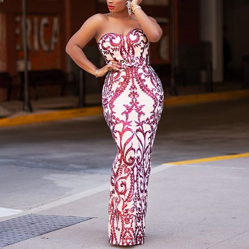 Women’s Clothing autumn and winter new long sleeved sequined hip evening dress new