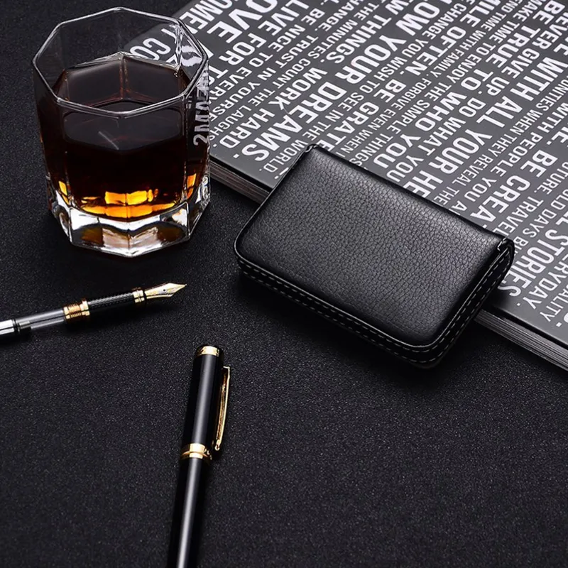 New Arrival High-Grade PU Leather+stainless Steel Men Credit Holder Women Metal Bank Case Card Box_voghion.com