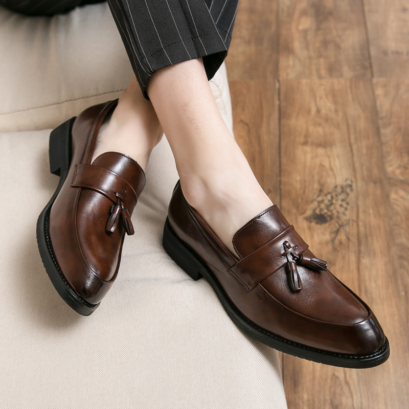Zapatos de boda de cuero para hombre de estilo informal, de tamaño pequeño, con pedal de un solo pie, de Lefu, estilo británico Su, versión coreana