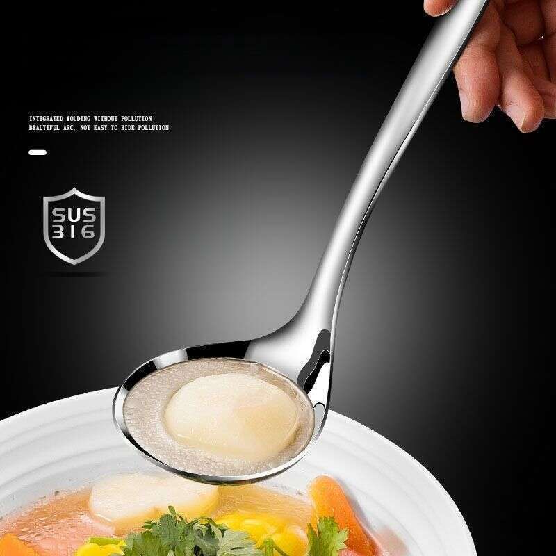 Thickened 316 Stainless Steel Leaky Household Hot Pot Spoon, Long Handled Drinking Soup, Spoon Set For Serving Soup_voghion.com