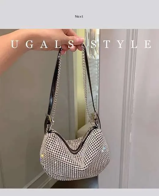 Crystal Rhie Dia Fashion Half Moon Borsa da donna Bg Shiny Even Wedd Party Clutch Borsa a tracolla Street_voghion.com