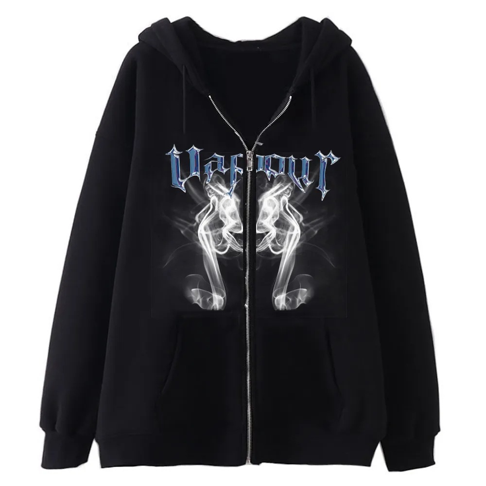 Herrenbekleidung: Sweatshirts mit dunklem Totenkopf-Skelett für Männer und Frauen, Hoodies, Gothic-Paare, Harajuku-Sweatshirts mit großem Metallreißverschluss_voghion.com