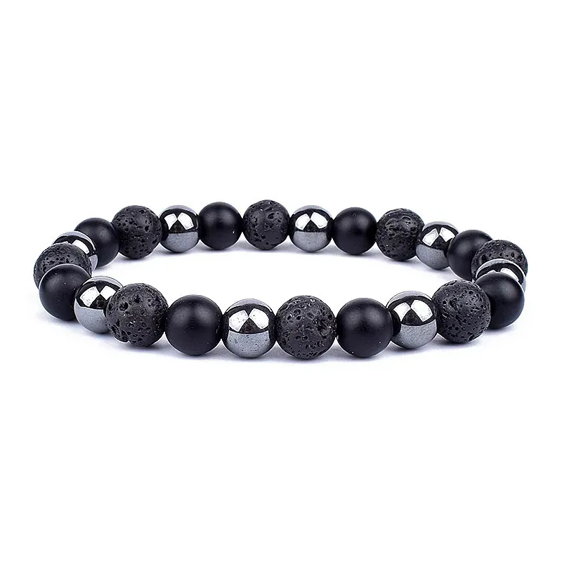 Triple Protection Beaded Bracelet With Obsidian Hematite Tiger Eye_voghion.com