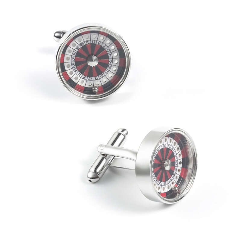 Gemelos franceses de metal con forma de rueda de la suerte y bola de acero redonda de moda para hombre_voghion.com
