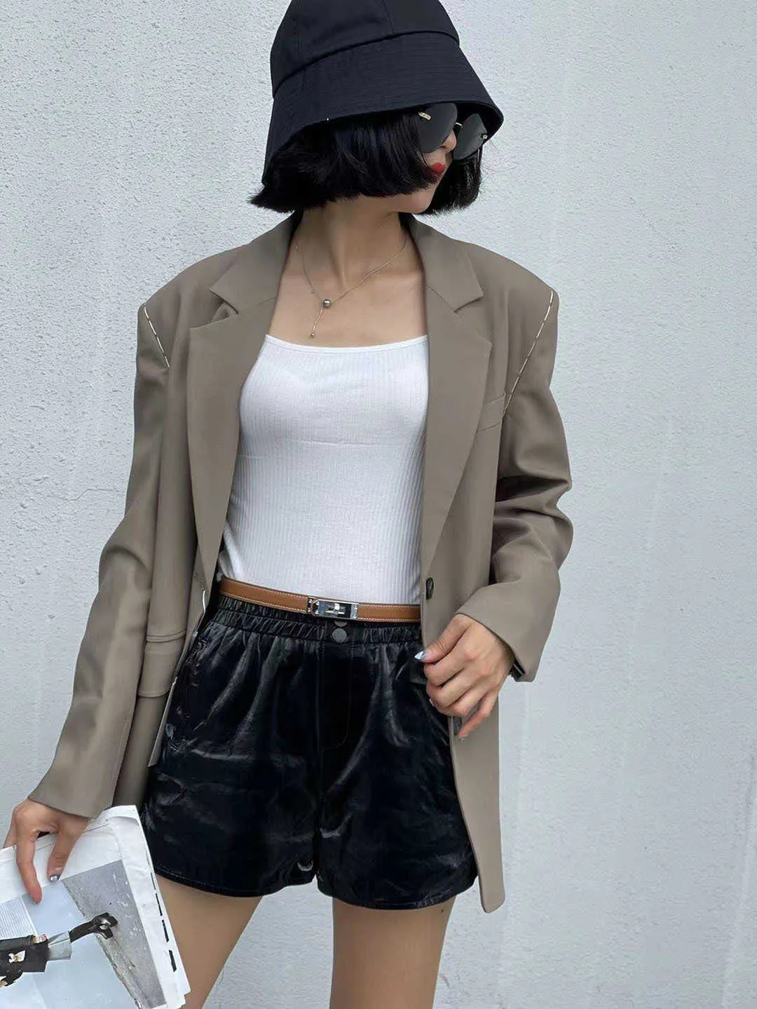 Créateur de mode femmes Vintage tout-match Simple avec jupe robe costume décoratif pantalon rentré ceinture de haute qualité_voghion.com