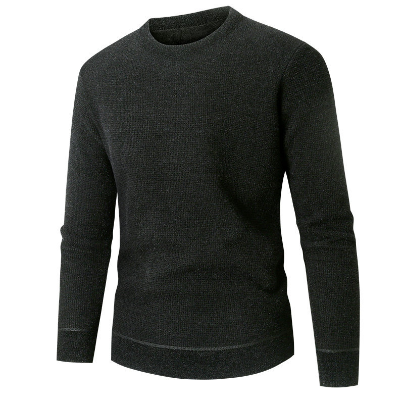 2023 New Youth Autumn Winter Men's Round Neck Solid Color Bottoming Warm and Coldproof Casual Knitted Sweater for Men_voghion.com
