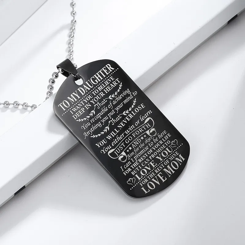 Colar com pingente de placa militar personalizado para filha_voghion.com