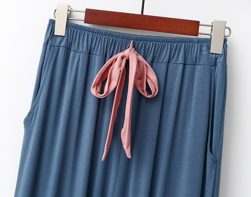 Vêtements pour femmes Pyjamas nouveau printemps et automne modal col rond manches longues ample pantalon large costume de loisirs vêtements de maison deux pièces pour femmes_voghion.com