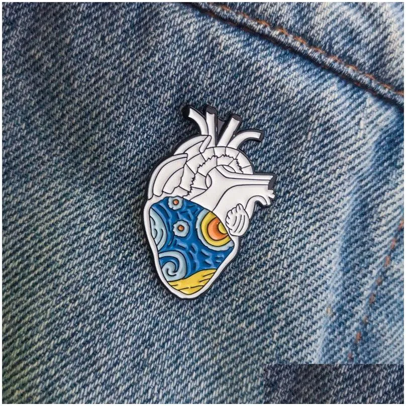 Enamel Heart Lapel Pin Brooch Decorative Accessory For Clothes_voghion.com