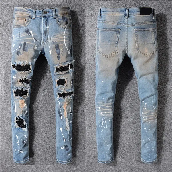 Men's Jeans 2021 Hot Mens Fashion Skinny Straight Slim Ripped Men Fashion Mens Street Wear Motorcycle Biker Jean Pants_mkmklike.com