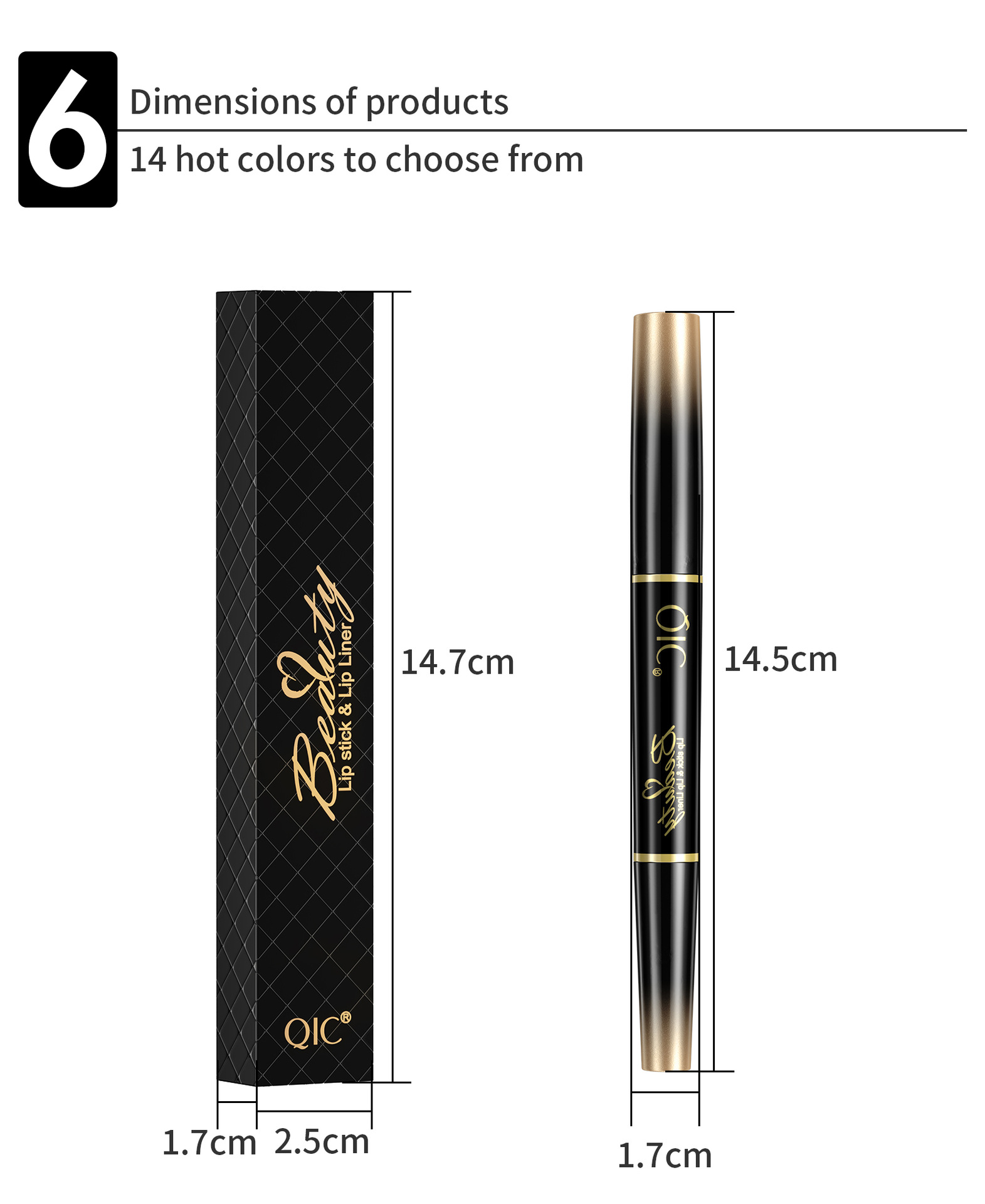 QIC lipliner lip makeup women are not easy to decolorize line hook double head rotary matte paint lipstick pen_voghion.com