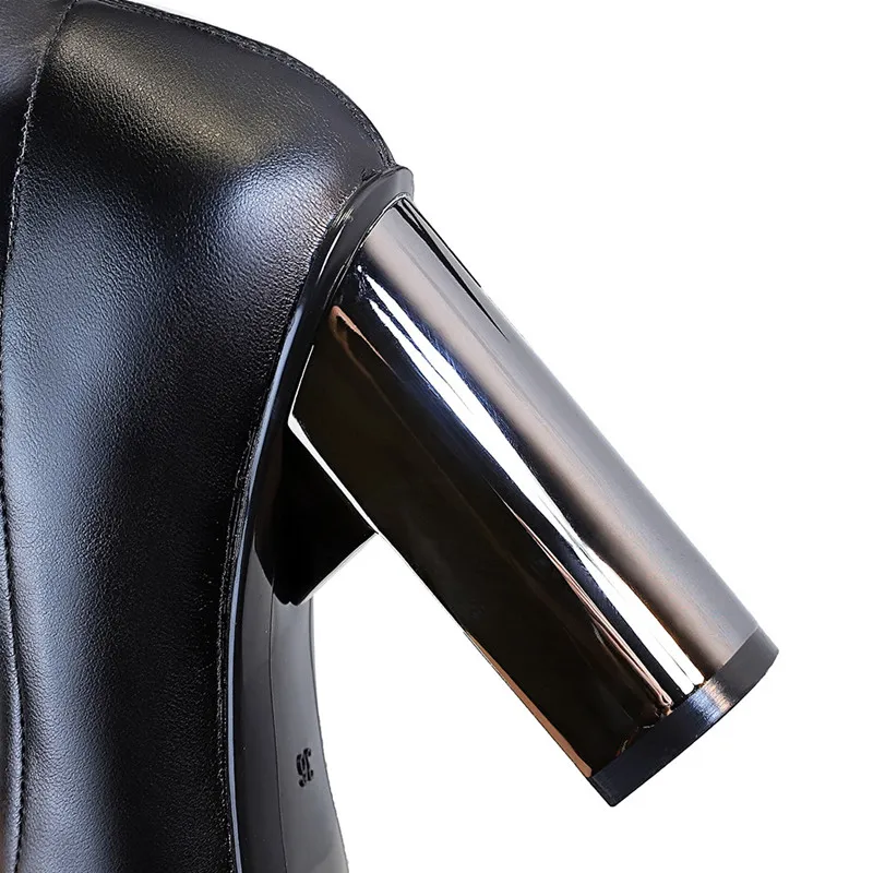 Brand Women Leather Thigh Thick High heels Stretch Skinny Over the knee boots Autumn Winter Warm Female Boots Shoes_voghion.com