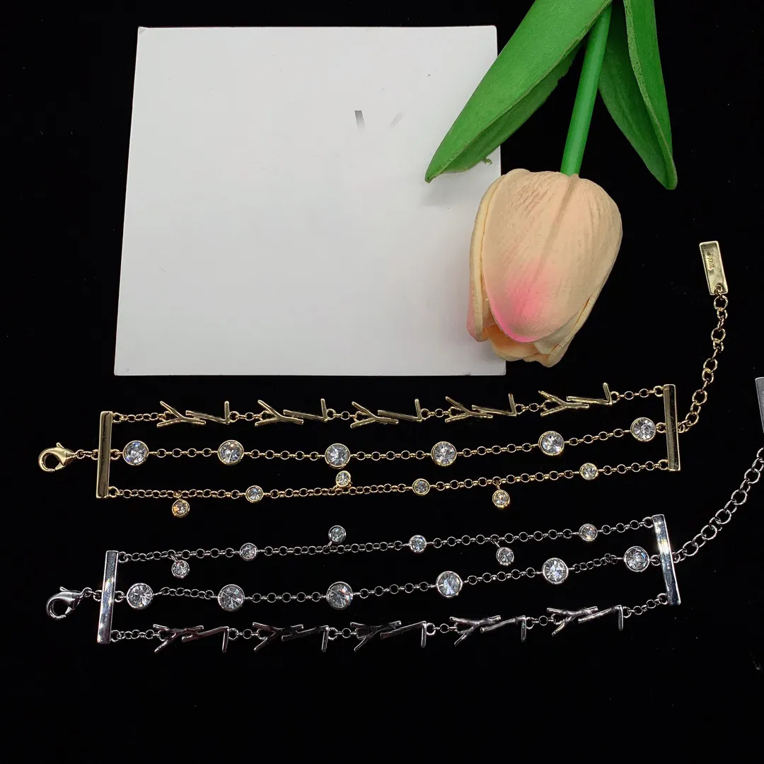 Designer Buchstaben Diamant Armband Herren Damen Gold Silber Schmuck Mode Ketten für Frauen Vintage Armbänder Geschenk_voghion.com